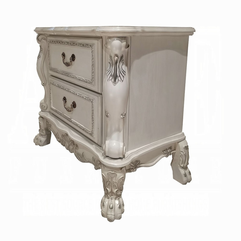 Table de chevet Dresden, Blanc os