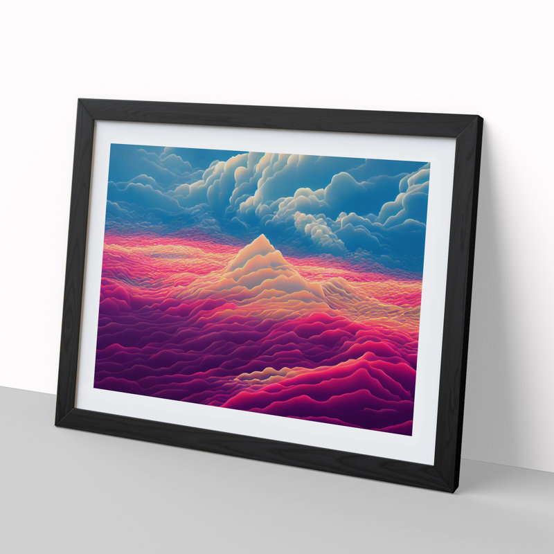 Lush Mountain - Single Picture Frame Print, Black, 25cm H x 34cm W x 2cm D
