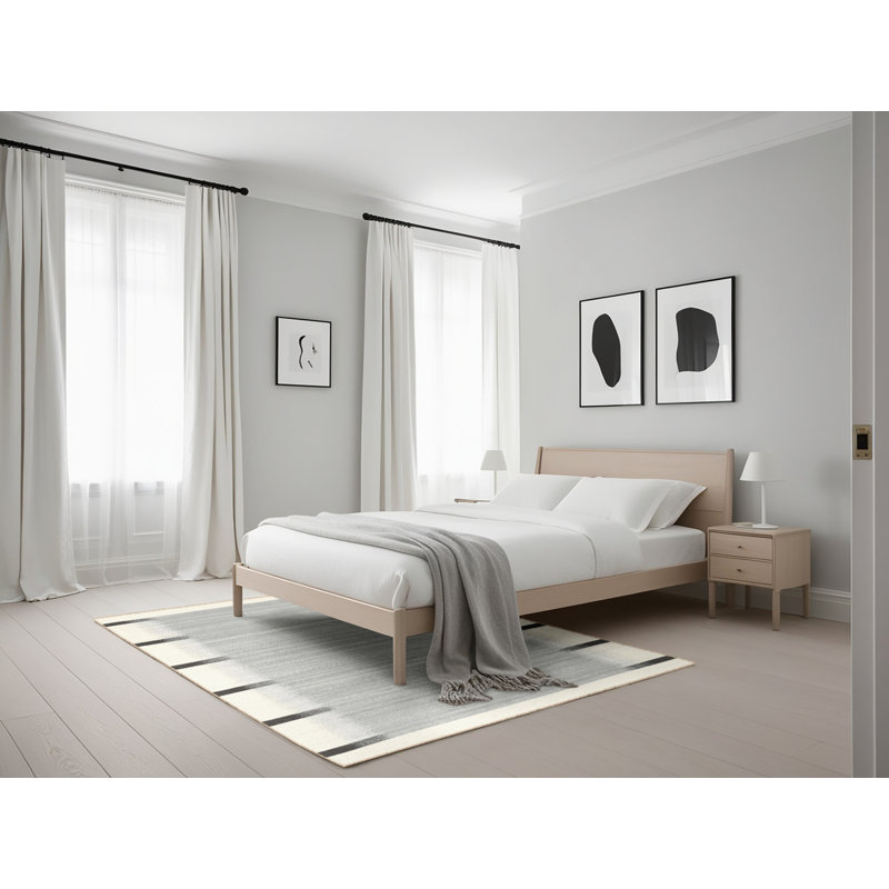 Tapis abstrait beige / noir / gris, Rectangle 5 pi x 7 pi