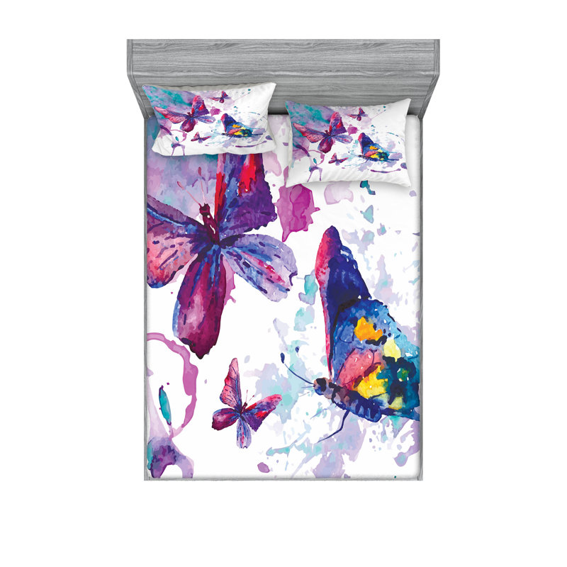 Multicolore drap-housse et coussin décoratif Ambesonne, Ensemble de draps pour très grand lit californien