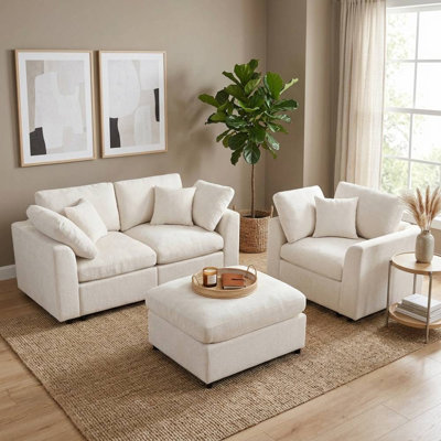 Ensemble de canapé modulaire 3 pièces (beige)