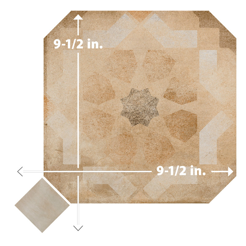 Laverton Octagon W/Taco 7-7/8 In. X 7-7/8 In. Porcelain Floor And Wall Tile, Beige