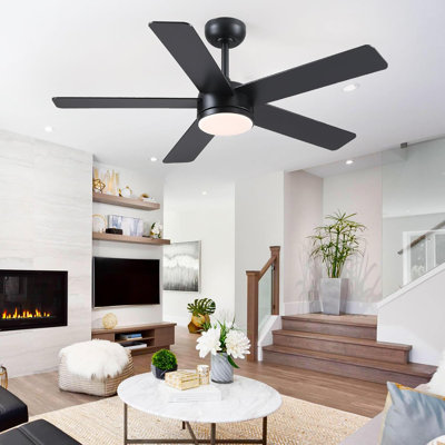  Ventilateur de plafond 46 po 5 pales moderne noir avec lumières et télécommande