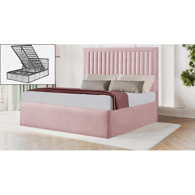 Balbur Upholstered Ottoman Storage Bed, Double (4'6), Pink