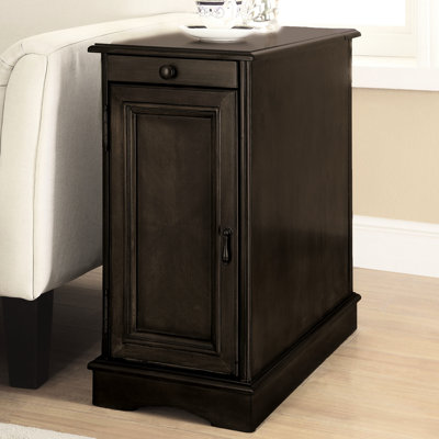Table d'appoint rectangulaire avec prise et rangement - l 24 po gris intégrée pour une utilisation dans la chambre à coucher P 12 po
