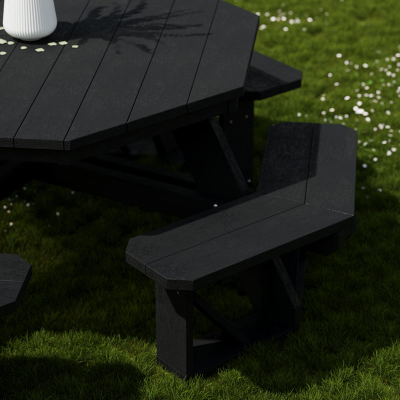 Table de pique-nique Heritage Octagon, Noir, noir, noir, noir