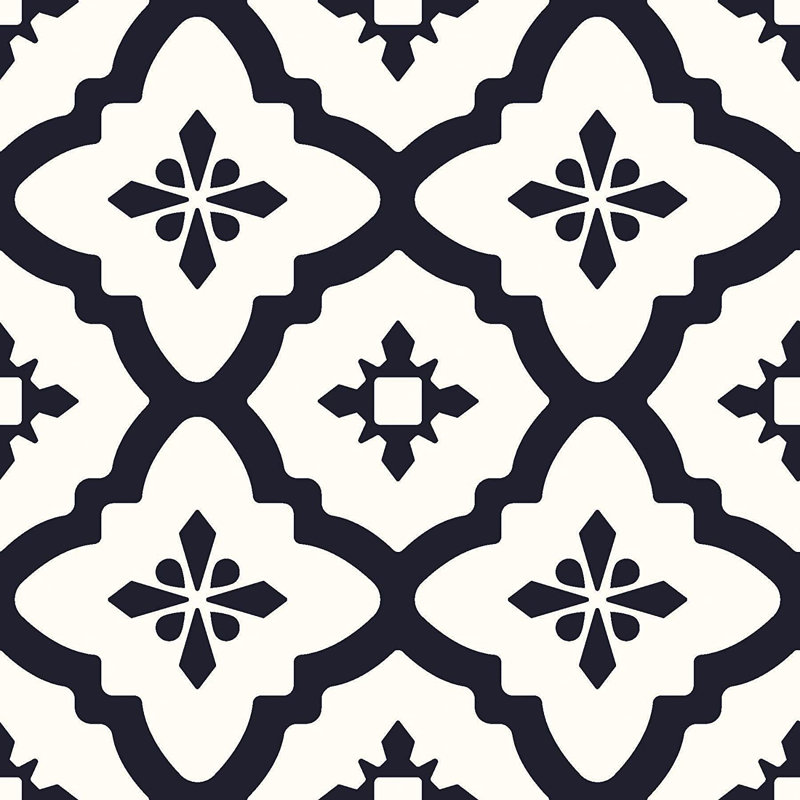 Buendia 30.48 x 30.48 cm PVC Tile in Black/White