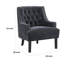 Fauteuil décoratif Daisie, chenille beige capitonnée, bois massif-114018821