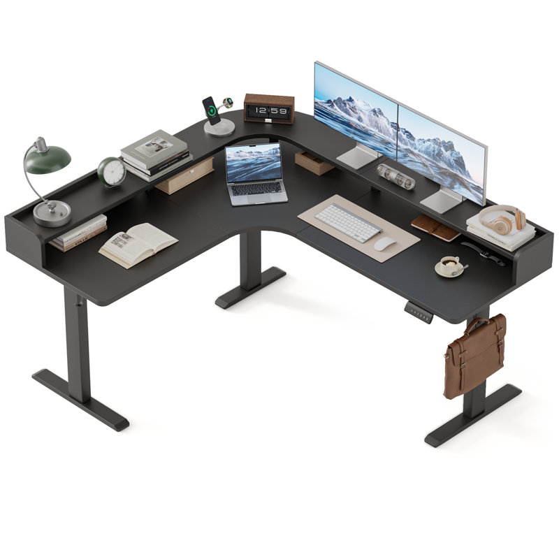 Bureau d'ordinateur en L, Noir