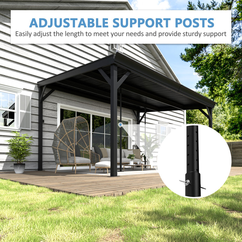 Feria 14'W x 10'D Manual Slope Patio Awning in Black