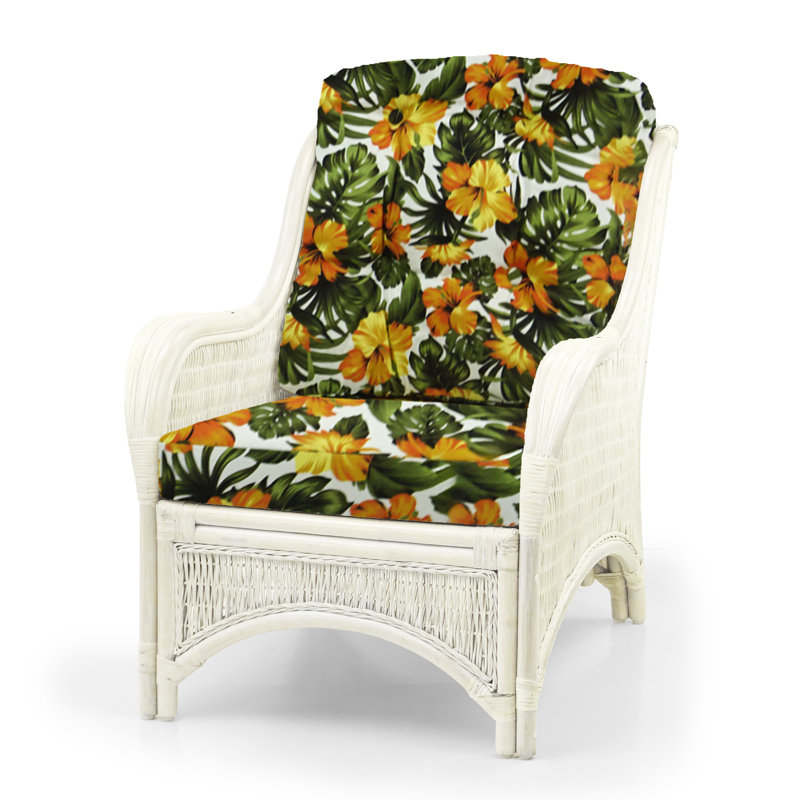 Boba Upholstered Armchair, White, Green/Orange Polypropylene/Olefin