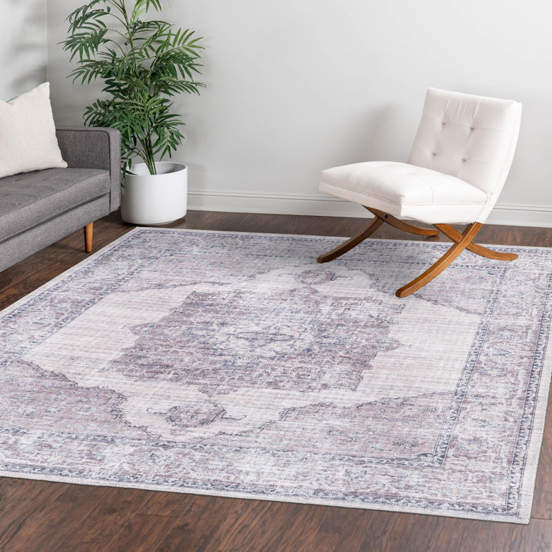 Hazley Chenille Oriental Indoor Rug, Square 5'3"