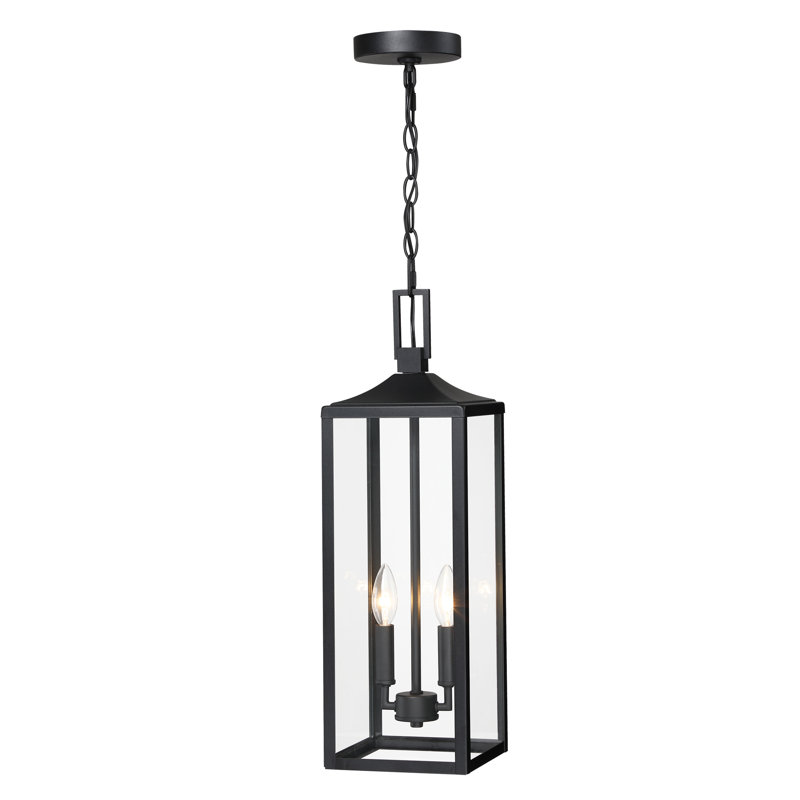 Luminaire suspendu d'extérieur 2 lumières 22,3 po avec finition noir mat