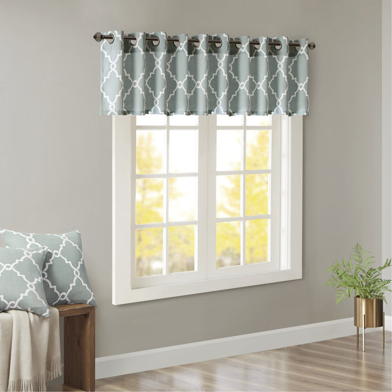 Print Grommet Top Window Valance, Sage Green
