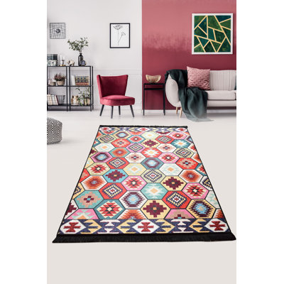 Premium Area Rug (5.2 x 7.5 ft), 100% Polyester, 0.2 in Pile Height | Antibacterial, Non-Slip Underside, Machine Washable | Elegant Design for Living Room & Bedroom Decor, Soft and Durable