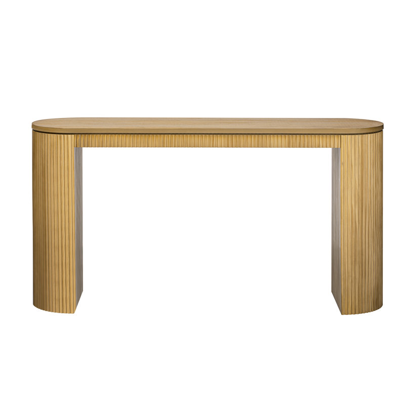 Console courbée tendance avec rayures verticales - Bureau en pin spacieux pour la construction de maisons et le processus d'assemblage sans effort Embellissement contemporain