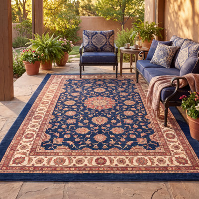 Mignonette Traditional Bold Persian Style Red Ivory Gold Green Non-Slip Low Pile Indoor Outdoor Pet Friendly Living Room Bedroom Dining Room Entryway Hallway Office Washable Rug