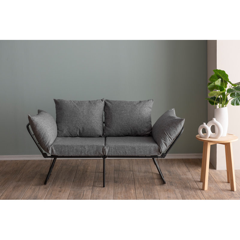2-Seat Sofa-Bed, Light Gray Linen