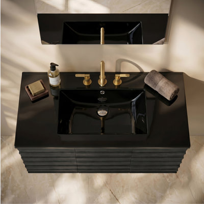 36" Vanity Sink Top in Glossy Black