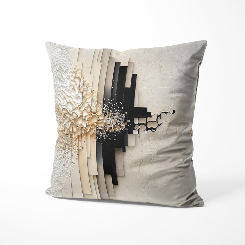 Composition avec coussin décoratif abstrait à formes abstraites - imprimé moderne, H 16 po x l 16 po