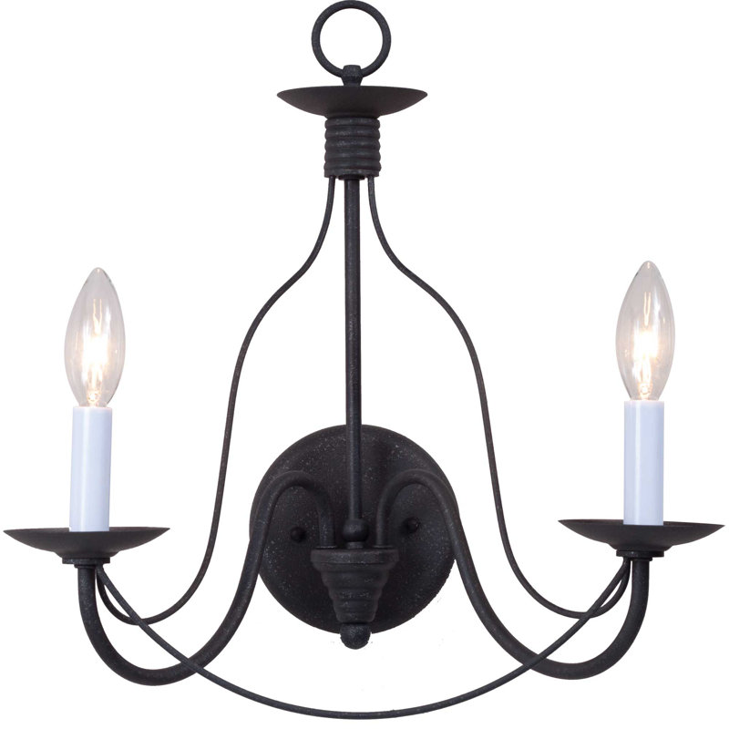 Applique murale candélabre en fer antique 2 lumières Volume Lighting V4812-36, Noir