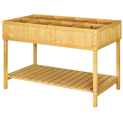 Outsunny 43X18x30in Raised Garden Bed With 8 Pockets And Shelf