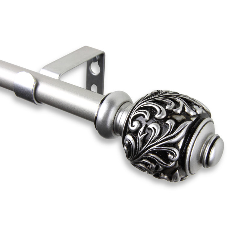 Tringle à rideaux simple Ediline, Nickel satiné, 18 po à 28 po L
