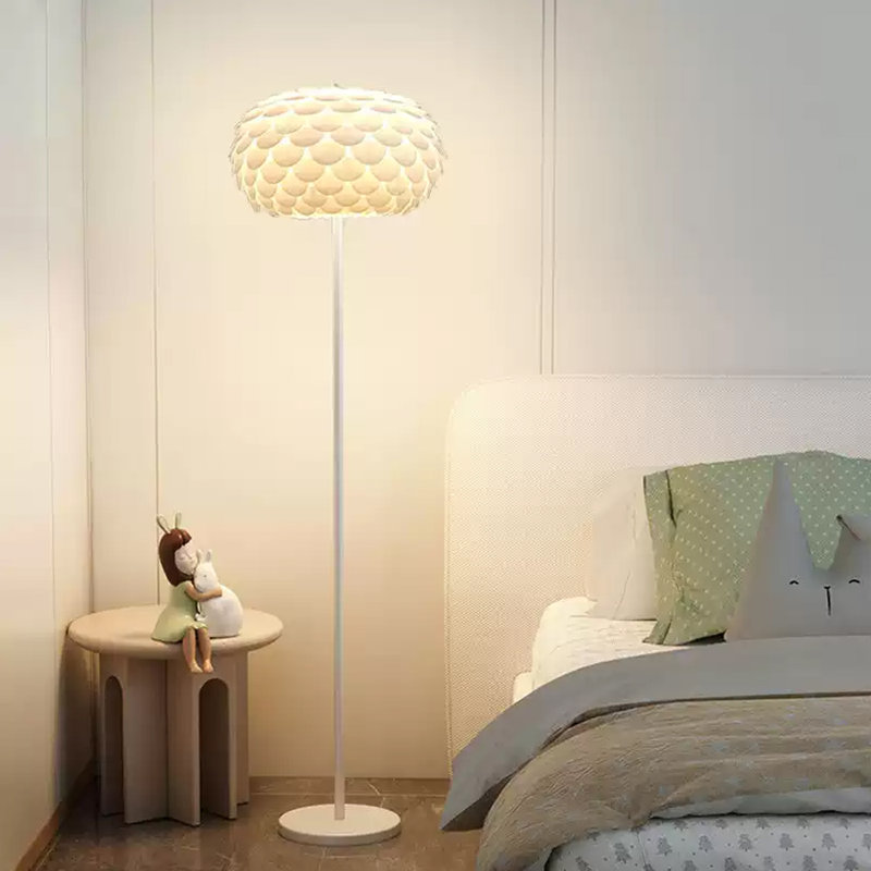 French Cream-Style Wrought Iron & PVC Floor Lamp
