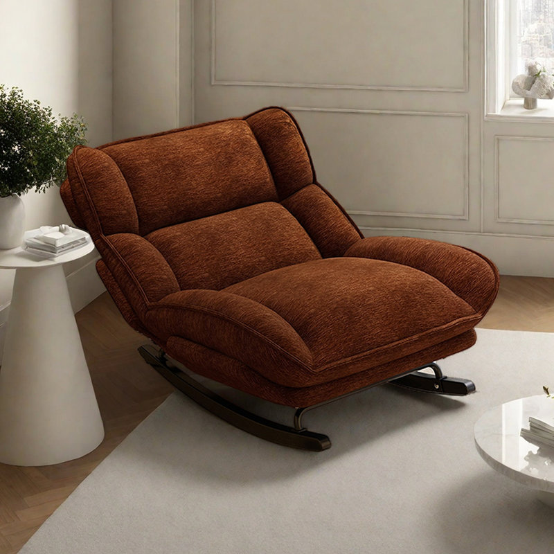 Chaise berçante de balcon avec dossier réglable, Marron foncé, Café foncé