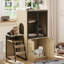 Armoire à litière pour chat à 2 niveaux avec portes, rangement caché et escabeau-1461142004