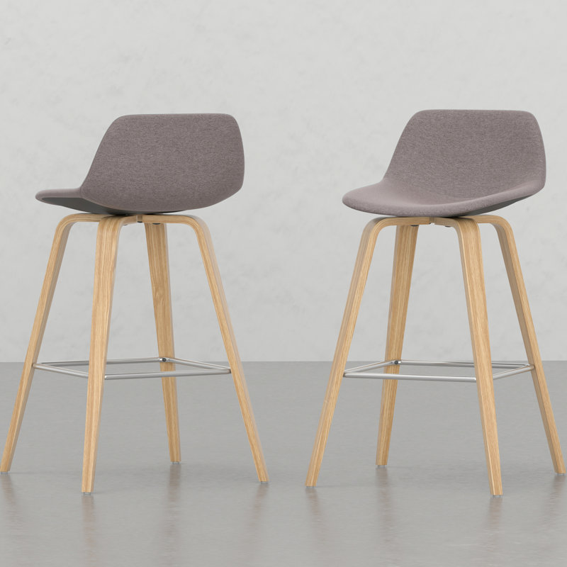 Tabourets de style Mid-Century moderne 2 - Tissu, Accent, Hip style 2Pcs, profil bas, Housse de siège de couleur