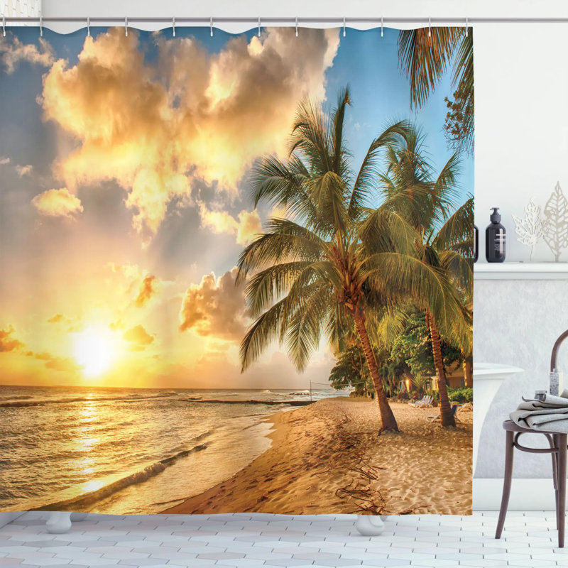 Rideau de douche tropical simple sandy beach, l 69 po x L 75 po