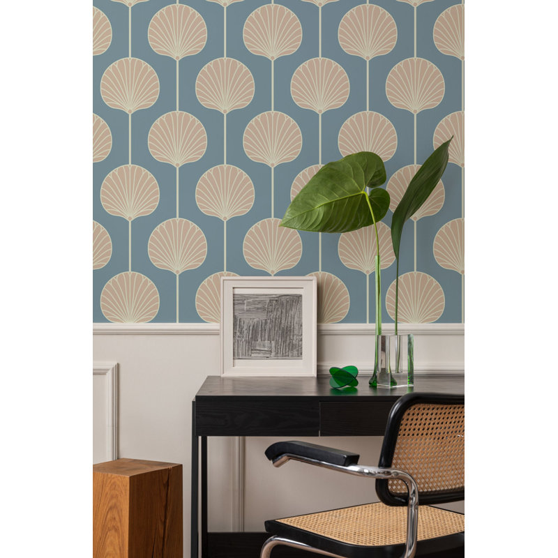 Deco Lily Large - Coastal Blue Wallpaper