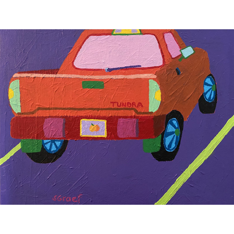 Camion par Sue Graef - Peinture, Toile avec cadre noir, 24" H x 32" W