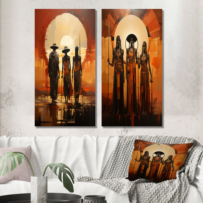 «Native American Art Tribal Vision», 2 pièces, Toile tendue, H 20 po x l 24 po