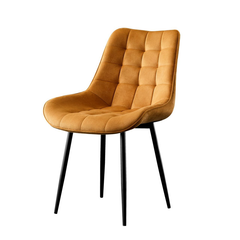 Hindman 46cm H Velvet Upholstered Side Chair in Grey, Yellow