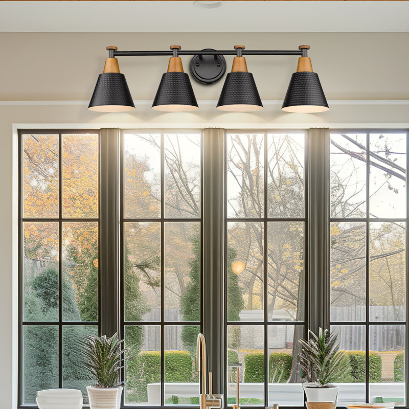 Éclairage pour salle de bain 4 lumières à intensité variable Allenport, Noir