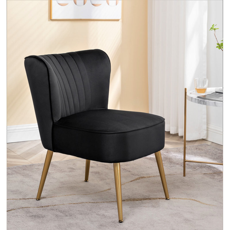 Upholstered Slipper Chair, Black