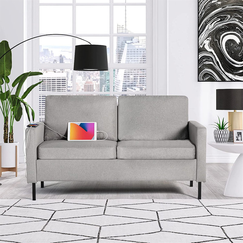 Redi Upholstered 56.3'' Loveseat, Light Gray