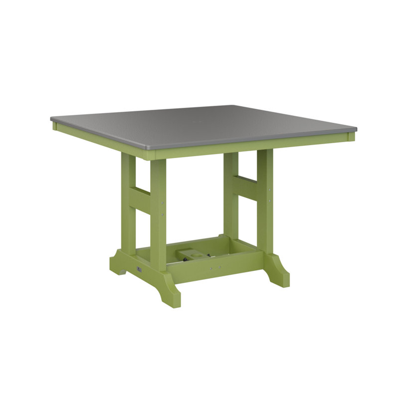 Table de salle à manger à hauteur de comptoir carrée 44 po Berlin Gardens Garden Classic, Vert kiwi, Acier inoxydable martelé