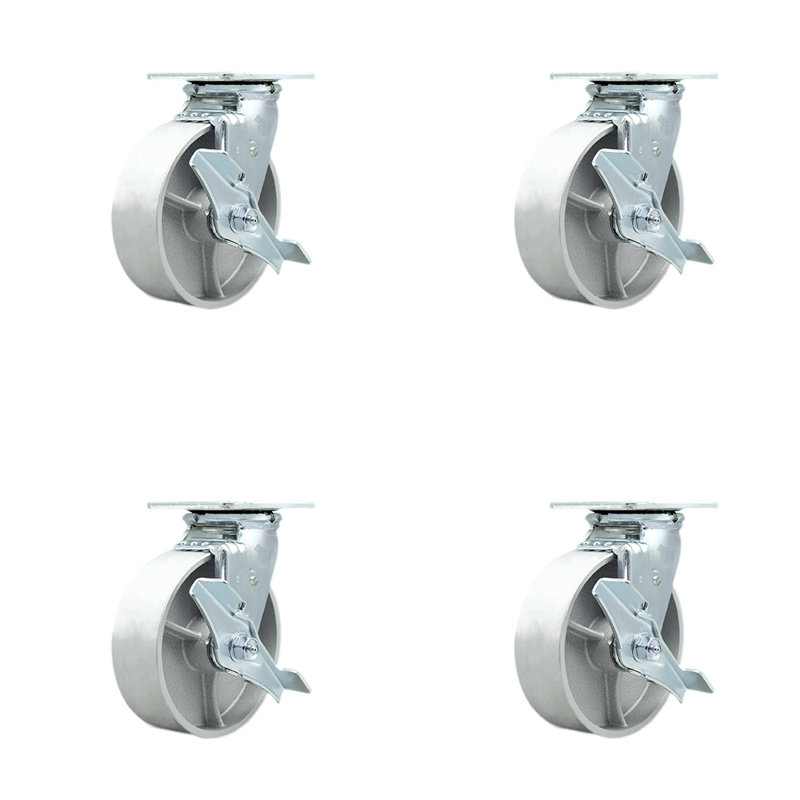 Semi Steel Swivel Caster Set with Roller Bearings and Brakes