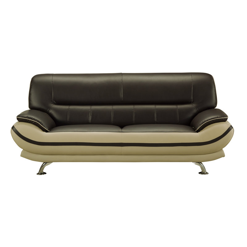 Knudson Pillow Top Arm, Mahogany/Khaki, 36" H x 82" W x 38" D