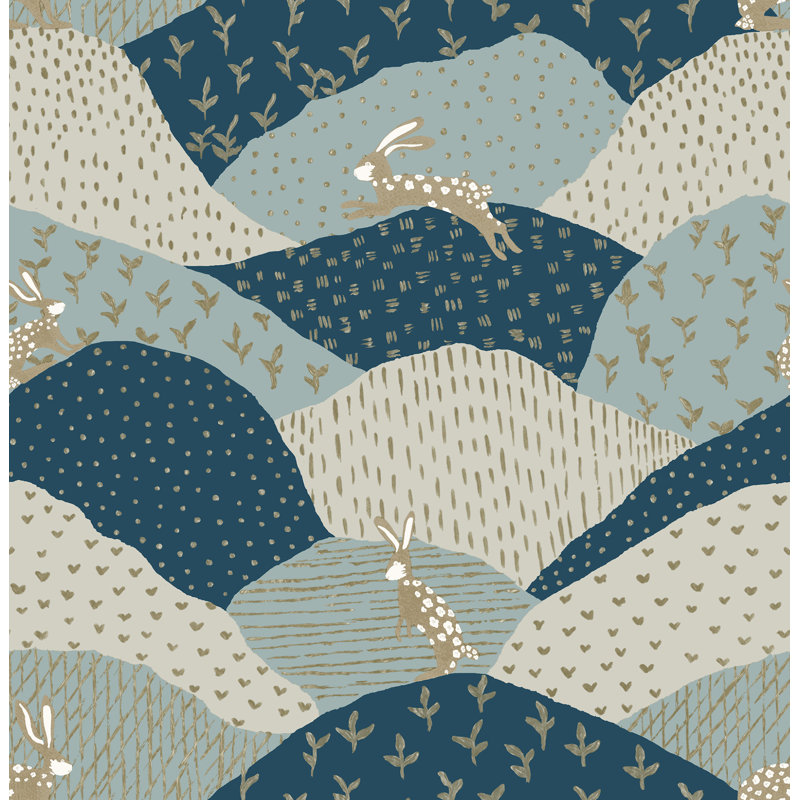 Peter Black Rabbit Fields Wallpaper, Blue