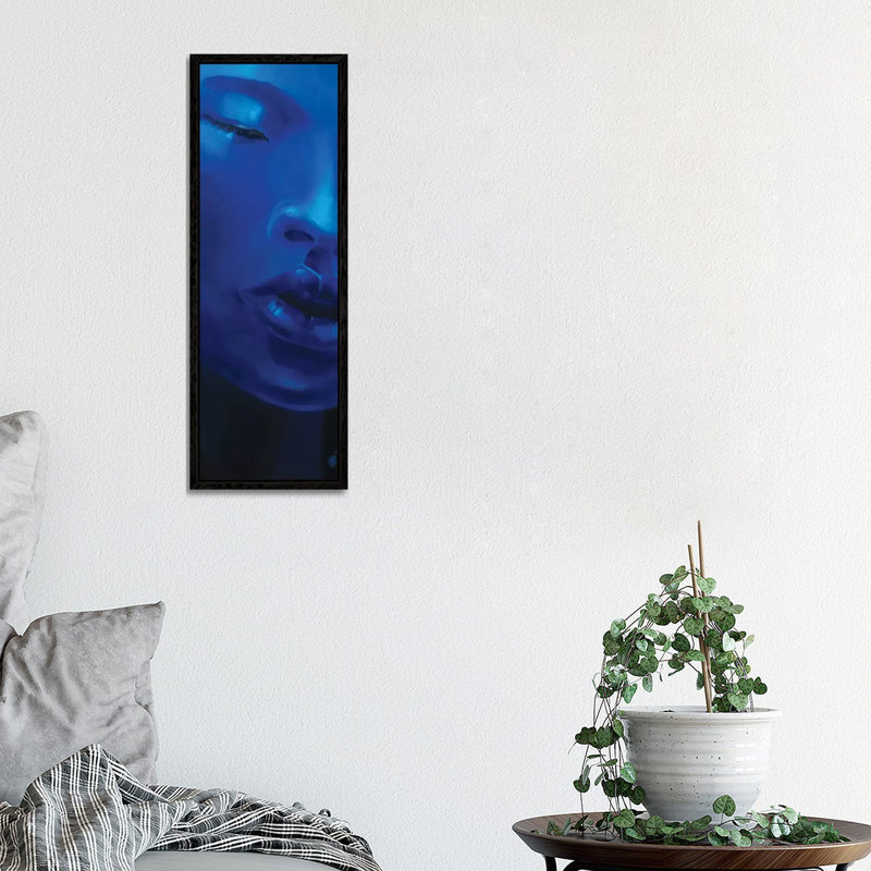 Girl From London by Yura Ashi - Panoramic Painting on Canvas, 91.44cm H x 30.48cm W x 3.81cm D, Black Framed