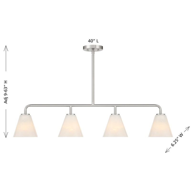 Lustre linéaire à 4 lumières Hashimoto , Nickel satiné