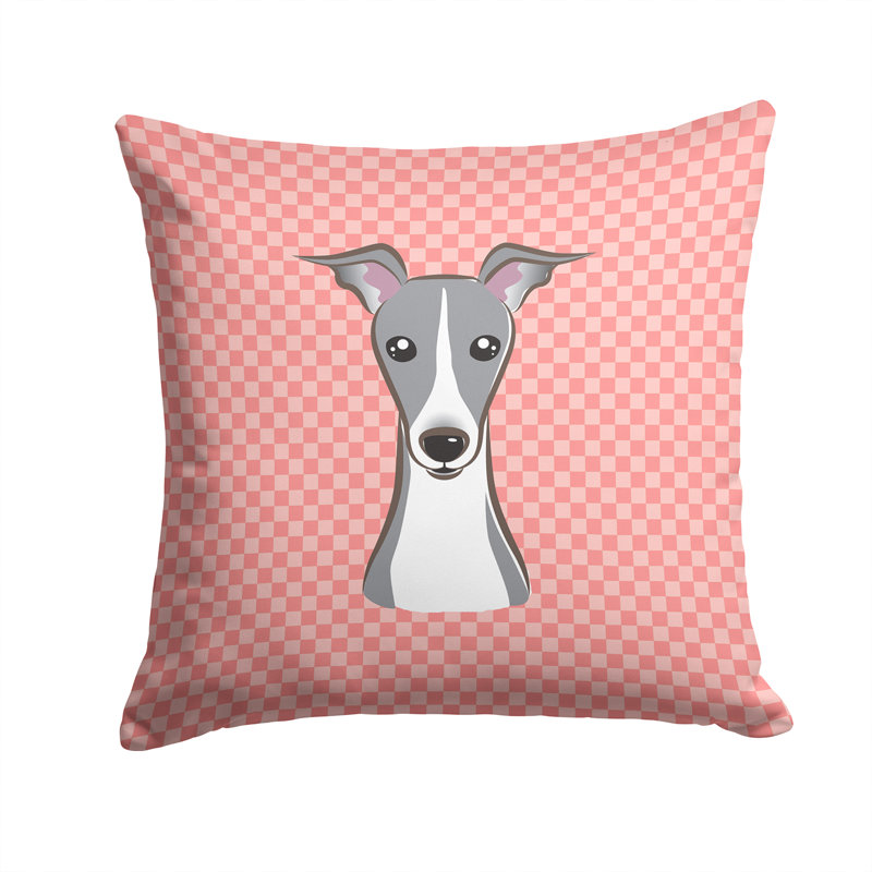 Coussin décoratif d’intérieur/d’extérieur à damier italien lévrier, H 14 po x l 14 po x P 4 po, Rose
