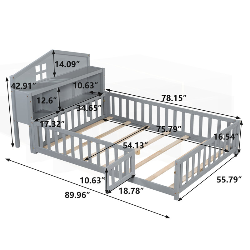 Versatile Platform Beds with Guard rails, Gray