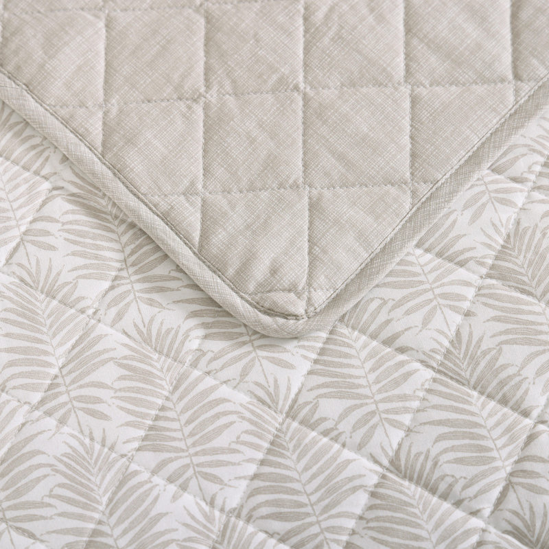 Fronds Quilt, Queen Quilt + 2 Standard Shams, Beige
