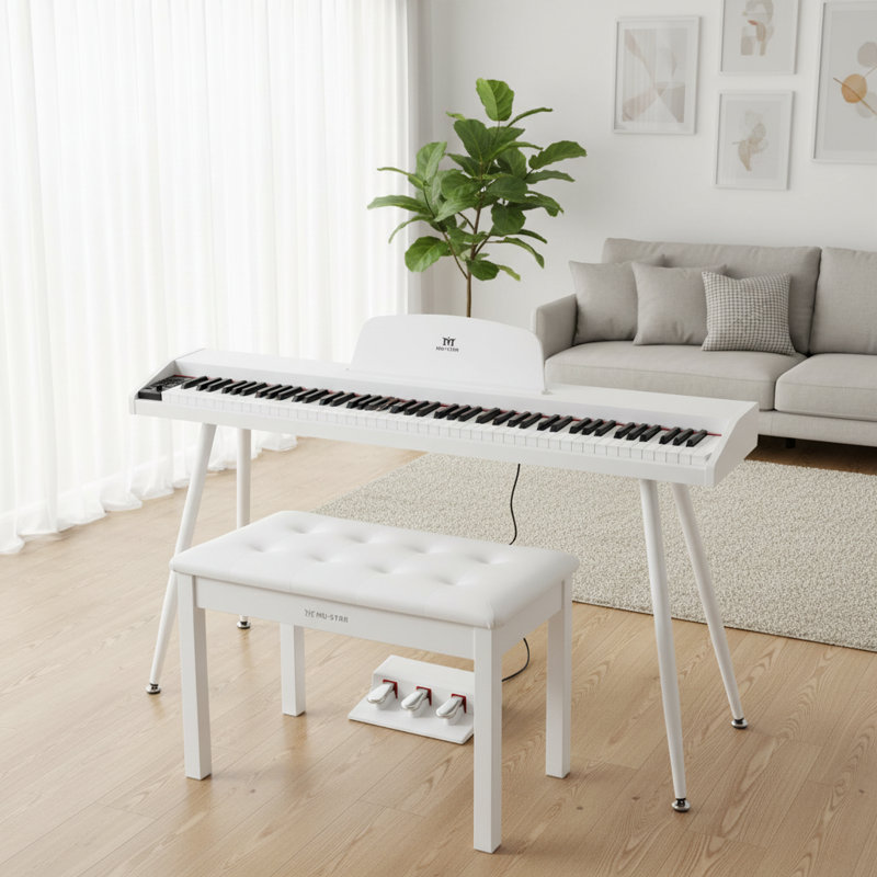 Jeu de musique électrique avec banc, Blanc