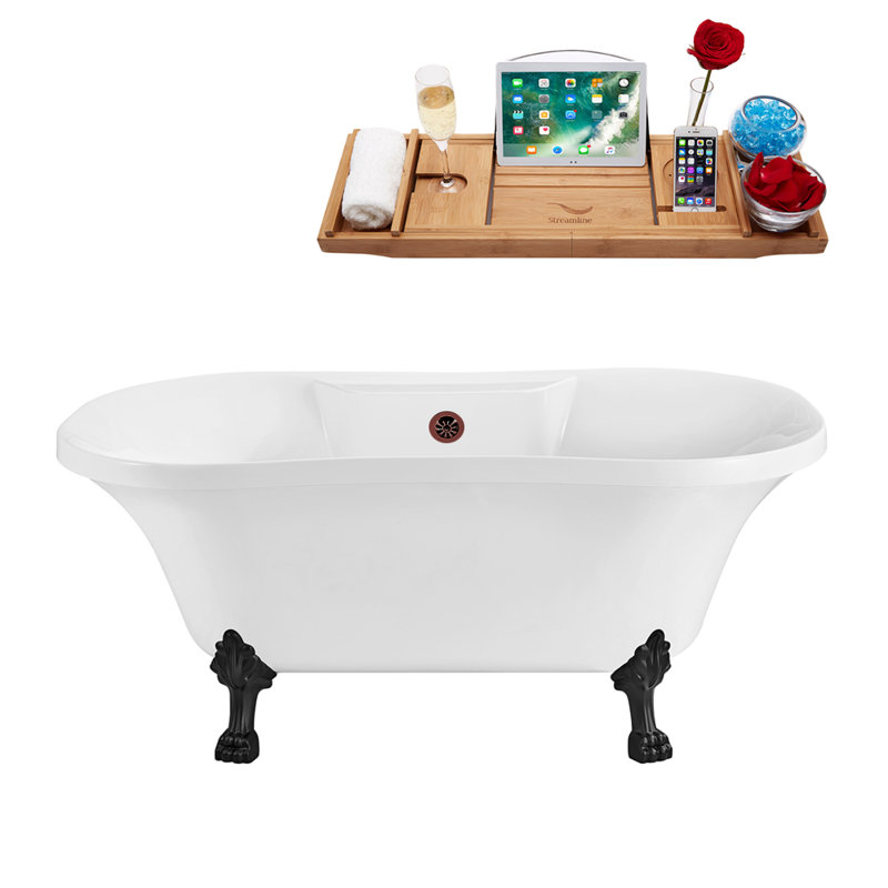 60'' x 32'' Soaking Acrylic Bathtub, Matte Oil Rubbed Bronze, Matte Black